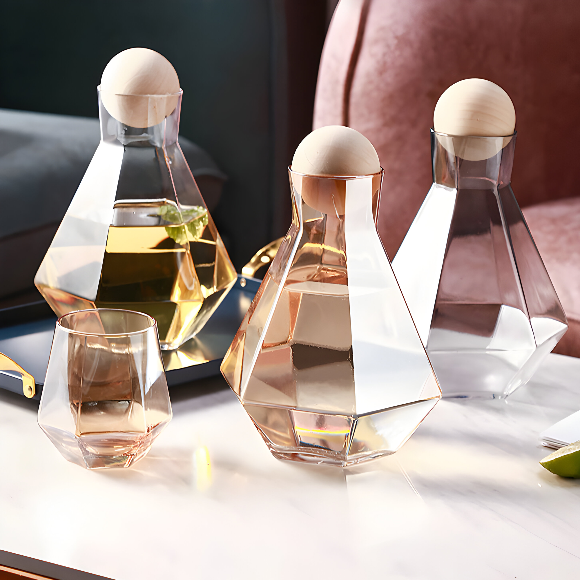 Natural - Carafe en verre Bouchon bois