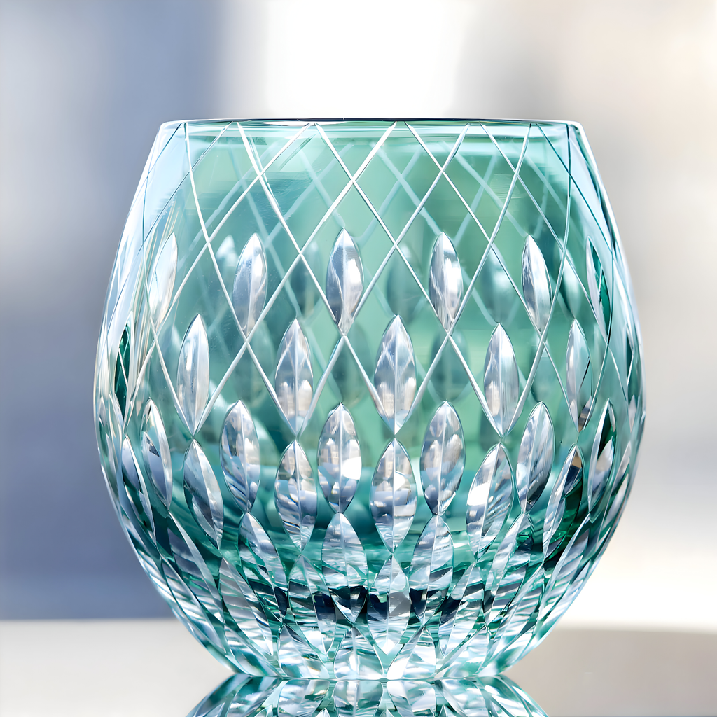 Verre à Eau Bleu Turquoise Edo Kiriko