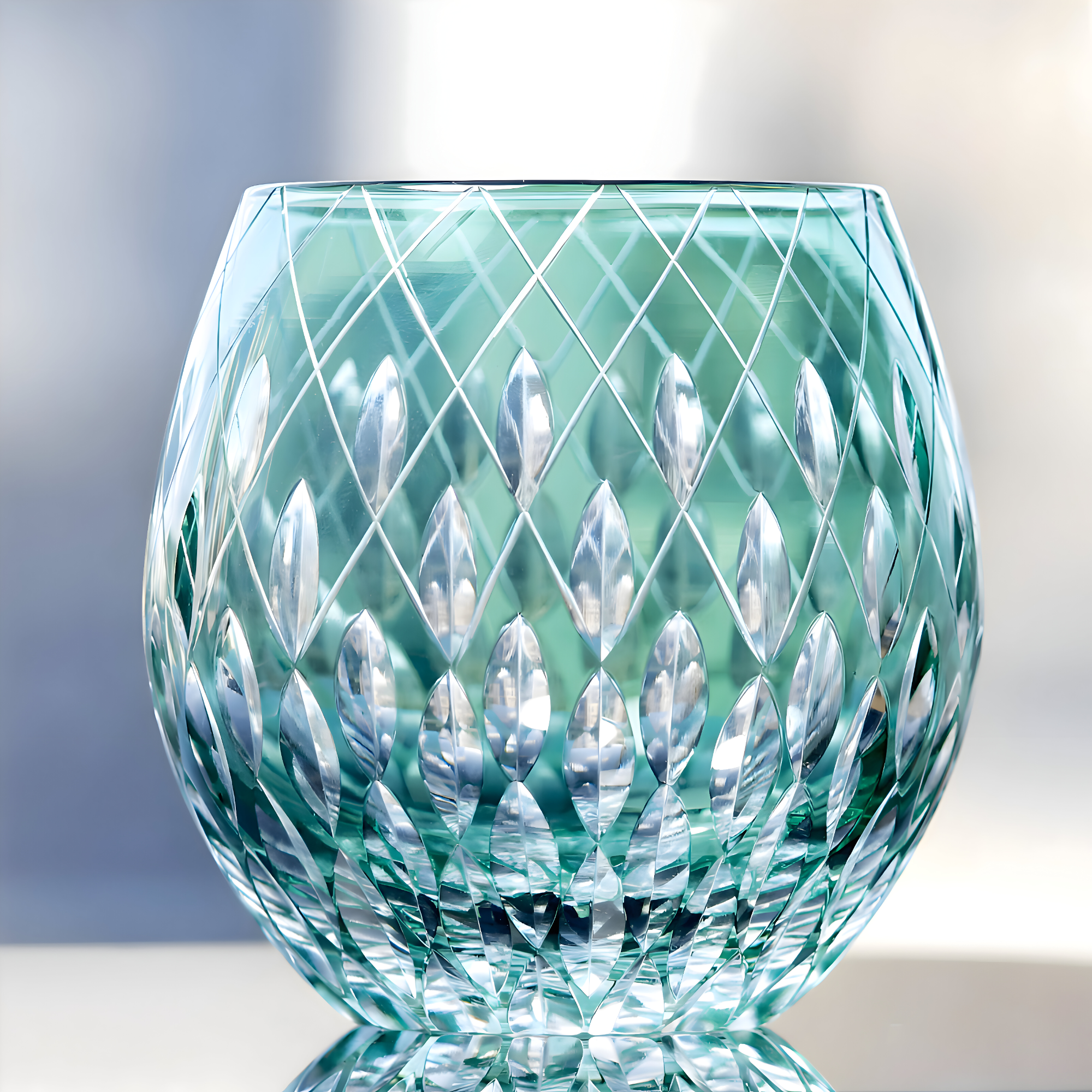 Verre à Eau Bleu Turquoise Edo Kiriko